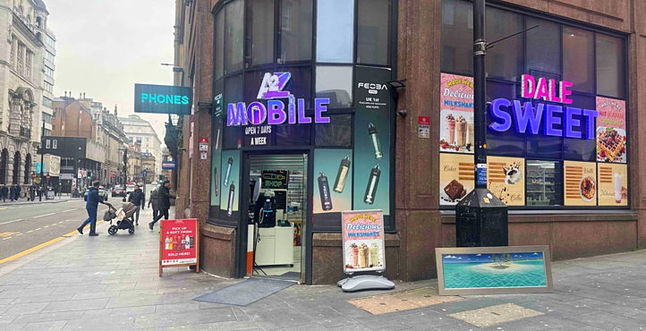 Storefront of Moorfields Station